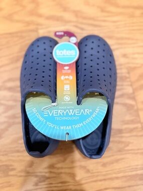 totes Kids Navy Blue Water Shoes - Slip-On Perforated Aqua Clog